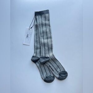 Issey Miyake Black and White Striped Socks